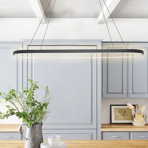 80/100 cm Kreis Design Pendelleuchte LED nordischen Stil Aluminiumlegierung lackiert moderne Mode für Esszimmer Küche Wohnzimmer 110-240 V 78 W nur dimmbar mit Fernbedienung Image