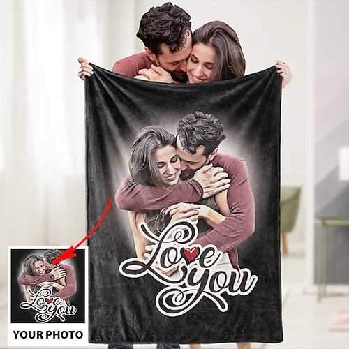 Personalisierte Decke Personalisierte Geschenke Fleece Decke als Geschenk Geeignet für Jungen Mädchen und Erwachsene Personalisierte Valentinsgeschenk Maßgeschneidert Image