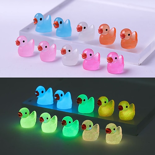 30 Stück leuchtende Mini-Enten niedliche Harz-Enten leuchten im Dunkeln Miniatur-Ornament winzige Enten für DIY-Garten-Puppenhaus