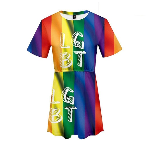 Kleid Regenbogen 3D Party Grafik für Damen Erwachsene 3D-Druck für Karneval Pride Parade Pride-Monat Image