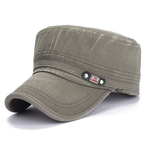 Herren Schiebermütze Cap Basecap Militärmütze Kadettenhut Schwarz Blau Baumwolle Jahrgang Reise Strand Design Outdoor Urlaub Glatt Einstellbar Waschbar Bequem Image