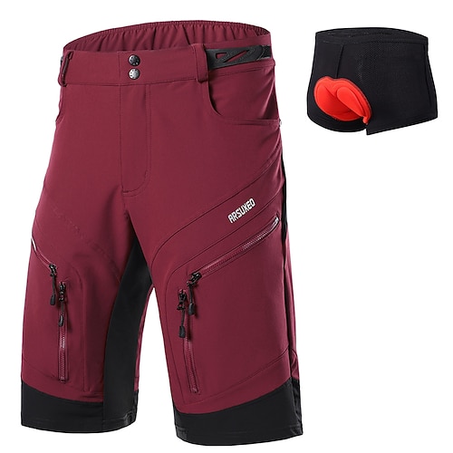 Herren MTB-Fahrradhose Fahrradshorts Fahhrad Shorts Weite Shorts Bequeme Passform Mountainbike MTB Straßenradsport Sport 3D-Polster Schnelltrocknend Wasserdichter Reißverschluß Weich Schwarz Armeegrün Image