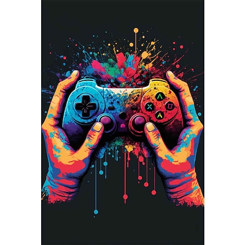 80er 90er Wandkunst bunt Neon Gamer Controller Leinwand Poster Fantasy Kopfhörer Esports Gaming Wandkunst Malerei für kawaii Raumdekoration Image