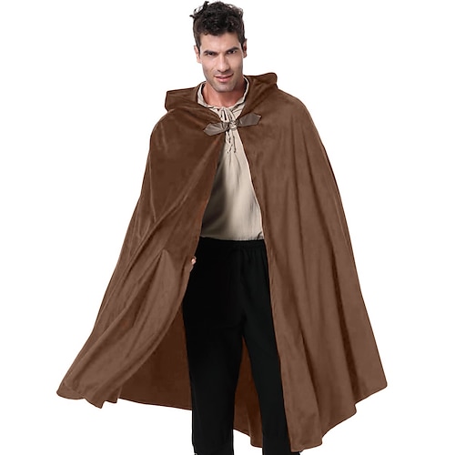 Retro Vintage Mittelalterlich Renaissance Umhang Kapuzencape Schals Wikinger Ranger Elfen Bogenschießen Einfarbig Kostüm Herren Damen Keltisch Vikinger Fantasie Halloween LARP Erwachsene Schal Image