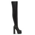 Damen Stiefel Plateaustiefel Übergrössen Stiefel mit Absatz Party Feste Farbe Stiefel über Knie Oberschenkelhohe Stiefel Winter Reißverschluss Blockabsatz Quadratischer Zeh Elegant Modisch Sexy PU