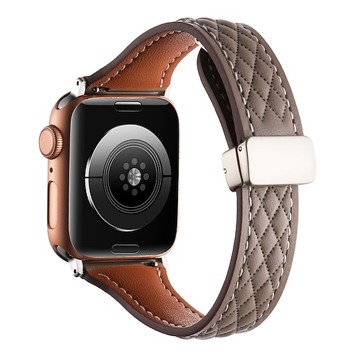 Lederverbindung Kompatibel mit Apple Watch Armband 38mm 40mm 41mm 42mm 44mm 45mm 49mm Robust Magnetverschluss Luxus Echtes Leder Ersatzarmband für iwatch Ultra 2 Series 9 8 7 SE 6 5 4 3 2 1 Image