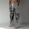 Skull Graphic Herren Subculture 3D Printed Linen Pants Hose Elastic Waist Drawstring Loose Fit Straight-Leg Streetwear Pants S TO 3XL