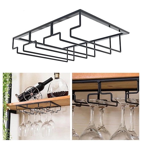 2 Stück Weingläser Halter Barkeeper Stielware Hängegestell unter Schrank Stielgeschirr Organizer Glas Becher Eisen Rack Bar Werkzeug Image