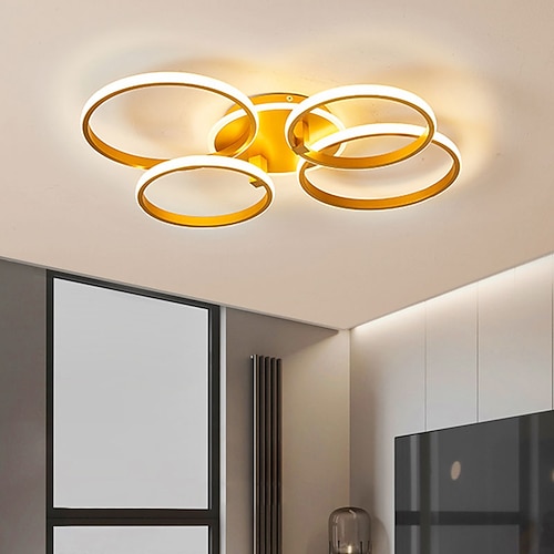 LED-Deckenleuchte, kreisförmiges Design, modernes nordisches Gold, 70 cm, dimmbare Unterputzleuchten, Metallschichtung, moderner Stil, stilvolle Lackierung, 220–240 V, 110–120 V Image
