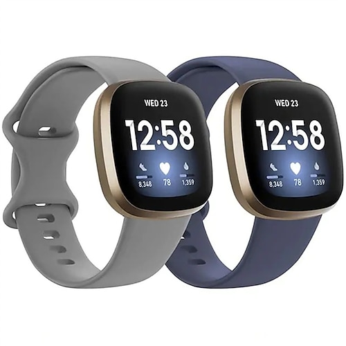 2er Pack Smartwatch-Band Kompatibel mit Fitbit Versa 3 Sense Weiches Silikon Smartwatch Gurt Verstellbar Solo-Loop Frauen Männer Sportarmband Ersatz Armband Image