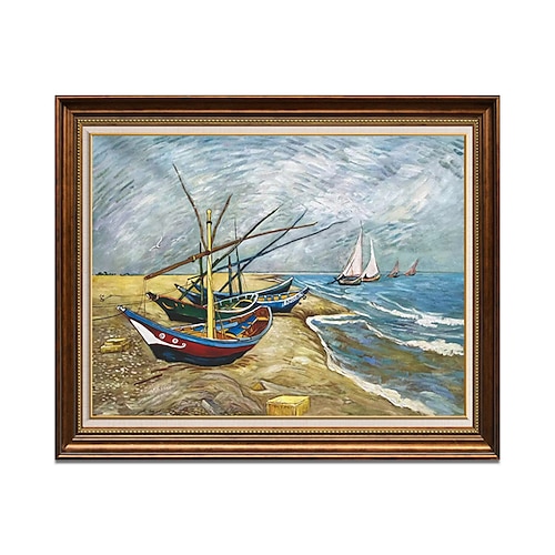 Handgefertigtes Ölgemälde auf Leinwand, Wandkunst, Dekoration, Van Gogh, Eindruck, berühmtes Gemälde, Sternenhimmel über der Rhone, für Wohnkultur, gerolltes, rahmenloses, ungedehntes Gemälde Image