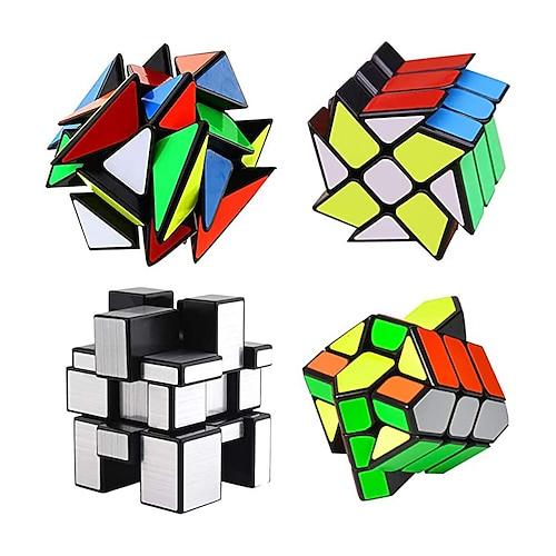 4er-Pack Qiyi-Würfel-Set - inklusive 3x3 Fluktuationswinkel-Puzzlewürfel - 2x3-Rad-Puzzlewürfel - 3x3 Spiegel-Puzzlewürfel 6 Farben - 3x3 Quadrat-König-Puzzlewürfel