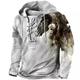 Herren Pullover Hoodie Sweatshirt Pullover Schwarz Und Weiß Weiß Grün Weiß Blau Khaki Kapuzenpullover Animal Graphic Prints Print Lace up Casual Daily Sports 3D Print Streetwear Designer Basic