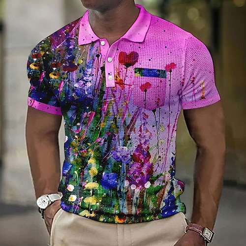 Kentucky Derby Herren Grafikdrucke Waffel-Poloshirts Poloshirts Revers-Polo Kurzarm Polo-Shirts Umlegekragen Mode Designer Lässig Lässig Täglich Outdoor Straße Druck Sommer Frühling Purpur Grün Image