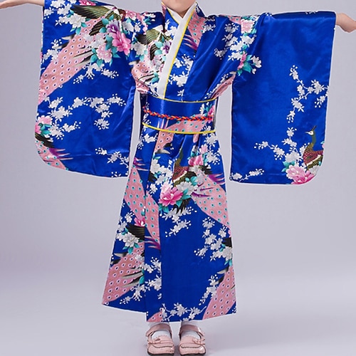 Mädchen Yukata Kleid Kimonoo Japanisch traditionell Maskerade Kinder Kimono Mantel Taillengürtel Party Image