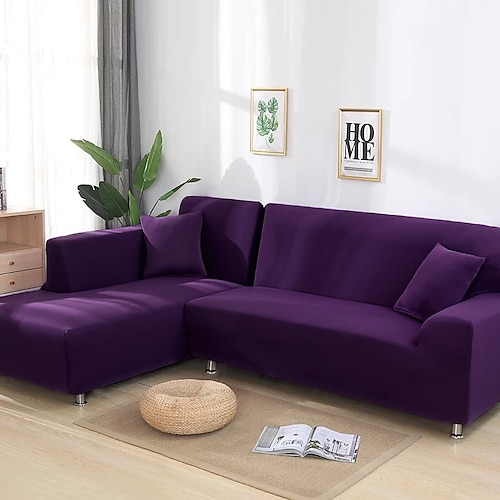 Burgunderroter Stretch-Sofabezug, Schonbezug, elastische Sofagarnitur, Sessel, Loveseat, 4- oder 4- oder 3-Sitzer, L-Form, grau, massiv, weich, strapazierfähig, waschbar Image