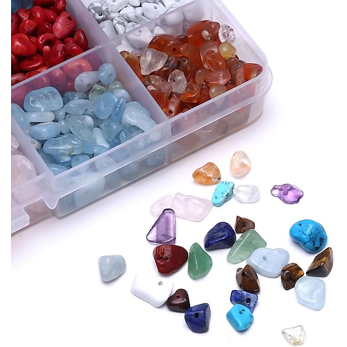 Natürliche Chip-Steinperlen über unregelmäßige Edelsteine, heilende Kristalle, lose Steine, Perlenloch gebohrt, DIY für Armband-Schmuckherstellung Image