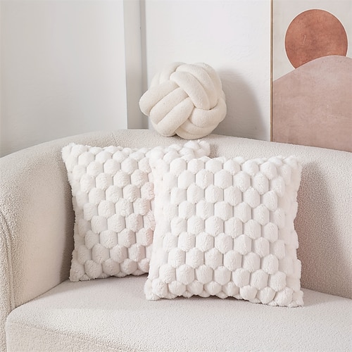 1 Stück Ananas-Gitter-Schildkrötenmuster, 3D-Kissenbezug aus weichem Plüsch, cremeweiß, mehrfarbig, geeignet für Wohnzimmer, Sofa, Schlafzimmer, Heimdekoration, Raumdekoration Image