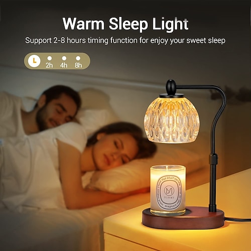Kerzenwärmer anhebbarer Schmelzwachslampe Aromatherapielampe Glas Aromatherapie Herd Nachttischlampe Timer schmelzende Kerzenlampe Schlafzimmer Tischlampe Image