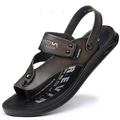 Herren Sandalen Flache Sandalen Ledersandalen Komfort-Sandalen Brautkleider schlicht Strand Design Outdoor Strand Mikrofaser Atmungsaktiv Halbschuhe Schwarz Leicht Braun Grau Sommer