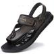 Herren Sandalen Flache Sandalen Ledersandalen Komfort-Sandalen Brautkleider schlicht Strand Design Outdoor Strand Mikrofaser Atmungsaktiv Halbschuhe Schwarz Leicht Braun Grau Sommer