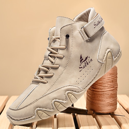 handgefertigte blaugrüne Wildlederstiefel für Herren - stylische High-Top-Schnürsneaker für strapazierfähige und modische Outdoor-Kleidung Image