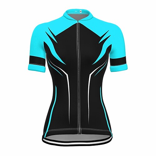 Damen Radtrikot Geometrisch Kurzarm Fahhrad Trikot Oberteil mit 3 Gesäßtaschen Mountainbike MTB Straßenradsport Schnelltrocknend Reflektierende Streifen Rückentasche Feuchtigkeitsableitend Sport Gelb Image