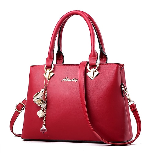 Elegante weiße Damenhandtasche aus Kunstleder mit goldenen Beschlägen und floralem Charme – stilvolle Schultertasche für den täglichen Gebrauch und besondere Anlässe