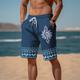 Herren Strandshorts Kurze Hosen Frottee-Shorts Kordelzug Elastische Taille 3D-Druck Grafik-Drucke Geometrie Atmungsaktiv Weich Kurz Täglich Festtage Strassenmode Baumwollmischung Vintage Ethnischer