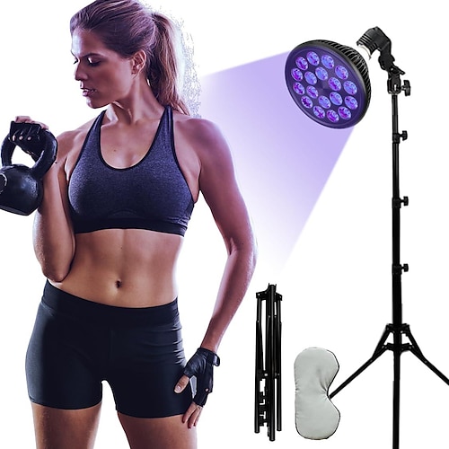 Bräunungslampe, Sonnenlampe, Bräunungslicht, 54 W, für den Selbstgebrauch zu Hause, Bräuner, Körperbräuner, Sonnenlampen, 54 W, Sonnenlicht für den Körper, mit 38–79 Zoll verstellbarem Standlicht und Augenmaskenschutz Image