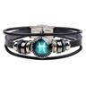 Herren Lederarmband 12 Konstellation Vintage Punk schwarz Sternzeichen Rock Hip-Hop Armband Schmuck