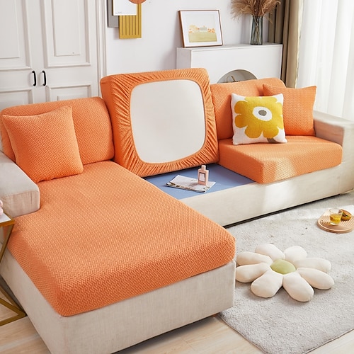 Stretch-Sofa-Sitzkissenbezug, Schonbezug, magischer Sofabezug, Couch-Sessel, Loveseat, 4- oder 3-Sitzer, grau, schwarz, rot, weich, langlebig, waschbar Image