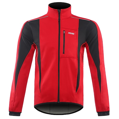 Arsuxeo Herren Fahrradjacke Radjacke Windschutz Fleecejacke Winter warm halten Windundurchlässig Fleece-Futter Atmungsaktiv Fahhrad Jacke MTB Mountain Rennrad Radfahren in der Stadt Grün Schwarz Blau Image