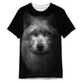 Herren T Shirt Graphic Wolf Rundhalsausschnitt Grau Schwarz 3D-Druck Täglich Sport Kurzarm Bedruckt Bekleidung Designer Casual Klassisch Groß und hoch / Sommer / Sommer