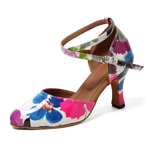 Damen Ballsaal Schuhe für modern Dance Ausbildung Innen Praxis Absätze Sneaker Muster / Druck Keilabsatz Peep Toe Kreuzgurt Schwarz Rosa und Weiss Image
