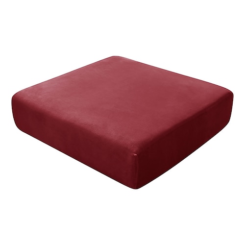 1 Stück Samt Stretch Couch Kissenbezug Burgund Plüsch Kissen Schonbezug für Stuhlkissen Möbelschutz Sitzkissen Sofabezug mit elastischer Unterseite Waschbar Image