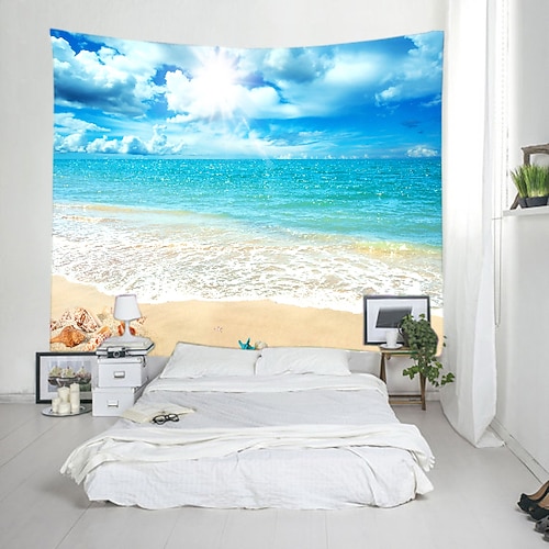 Großer Wandteppich Kunst-Dekor Decke Vorhang Picknick-Tischdecke zum Aufhängen für Zuhause Schlafzimmer Wohnzimmer Wohnheim Dekoration Landschaft Strand Meer Ozean, Welle Wandtuch XXL Natur Image