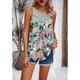 Damen Tank Top Blumen Casual Festtage Spitze Patchwork Bedruckt Rote Ärmellos Modisch Rundhalsausschnitt Sommer