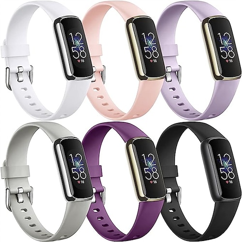 6er Pack Smartwatch-Band Kompatibel mit Fitbit Luxe Weiches Silikon Smartwatch Gurt Verstellbar Solo-Loop Frauen Männer Sportarmband Ersatz Armband Image