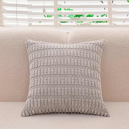 Dekorative Wurfkissen, Cord-Kissenbezüge, Sofa, großer Fettstreifen-Kissenbezug, einfarbig, gestreifter Kissenbezug, 1 Stück, Blau, Salbeigrün, Lila, Gelb Image