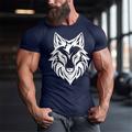 Herren Tiermotiv Wolf T Shirt T-Shirt 100% Baumwolle Kurzarm Grafik Hemd Schwarz Weiß Rote Bequemes T-Shirt Sport im Freien Ferien Modedesigner-Kleidung