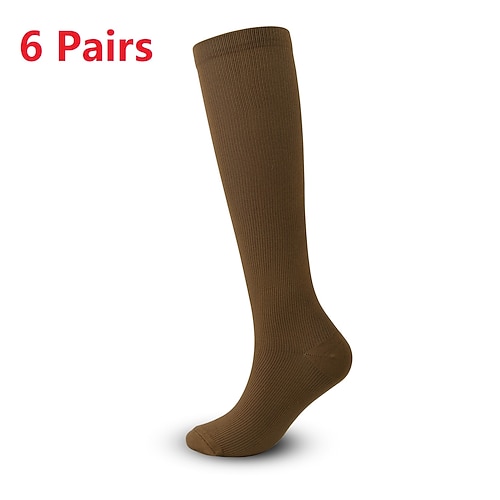 6 Paar athletische Kompression Sportsocken lang Herren Damen Socken atmungsaktiv angenehm rutschfest schnell trocknend Fitnessstudio Workout Basketball Laufen Aktiv Training Joggen Sport Nylon schwarz weiß grau Image