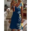 Damen Mini Kleid Petite Kleid T-Shirt Kleid Tee Kleid Sommerkleid A-Linien Kleid Süß Outdoor Urlaub Geburtstag Regular Fit Floral Kurzarm V-Ausschnitt Schwarz Weiß Pink Wein Sommer