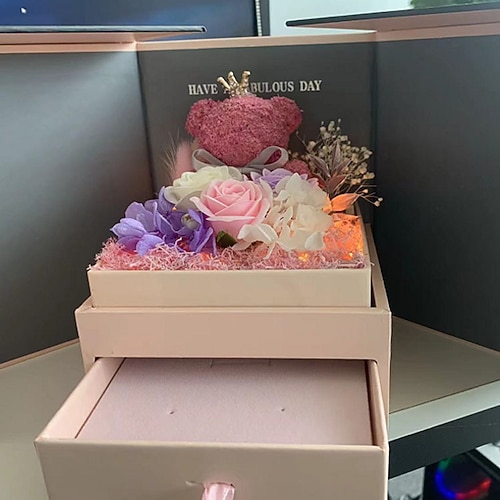 Valentinstag Kreatives Geschenk Ewige Blume Rosen Geschenkbox Geburtstagsgeschenk Frische Blumen Erhaltung (nur Box) Weihnachtsgeschenk Image