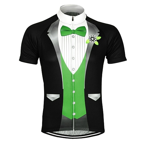 Herren Radtrikot Gemustert Anzug T-Shirt Lustig Kurzarm Fahhrad Trikot Oberteil mit 3 Gesäßtaschen Mountainbike MTB Straßenradsport Schnelltrocknend Frontreißverschluss Rückentasche Image