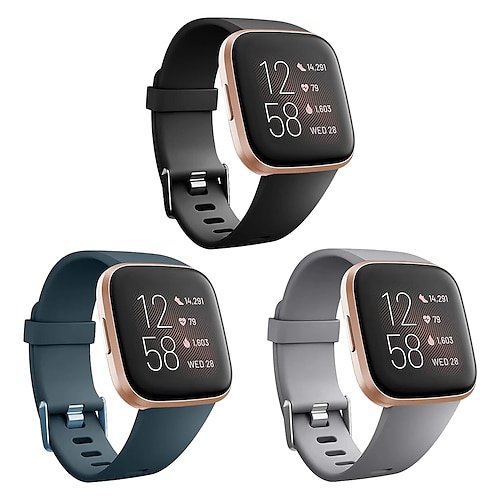 3 Stücke Uhrenarmband für Fitbit Versa 2 / Versa Lite / Versa SE / Versa Silikon Ersatz Gurt Weich Atmungsaktiv Sportarmband Armband Image