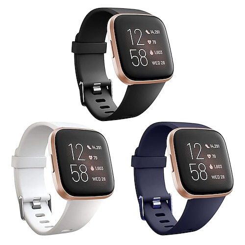 3 Stücke Uhrenarmband für Fitbit Versa 2 / Versa Lite / Versa SE / Versa Silikon Ersatz Gurt Weich Atmungsaktiv Sportarmband Armband Image