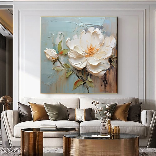 Handgefertigtes Ölgemälde auf Leinwand, Wandkunst-Dekor, originales Blumengemälde in voller Größe für die Inneneinrichtung mit gespanntem Rahmen, ohne Innenrahmen-Gemälde Image