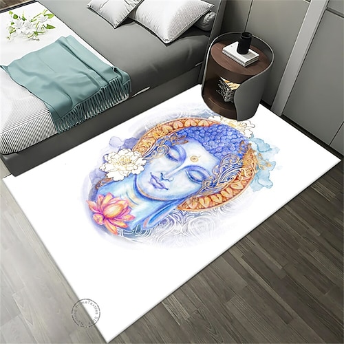 Kunst-Buddha-Boho-Teppich, rutschfeste Bodenmatte, Nachttisch, Wohnzimmer, Schlafzimmer, drinnen und draußen Image