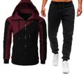 Herren Hoodie Sweatshirt Kapuze Trainingsanzug Zip Hoodie Kapuzenjacke Sweatjacke Weinrot Schwarz Weiß Rote Blau Mit Kapuze Farbblock Patchwork Zip Sport Natur Cool Casual Essential Winter Herbst